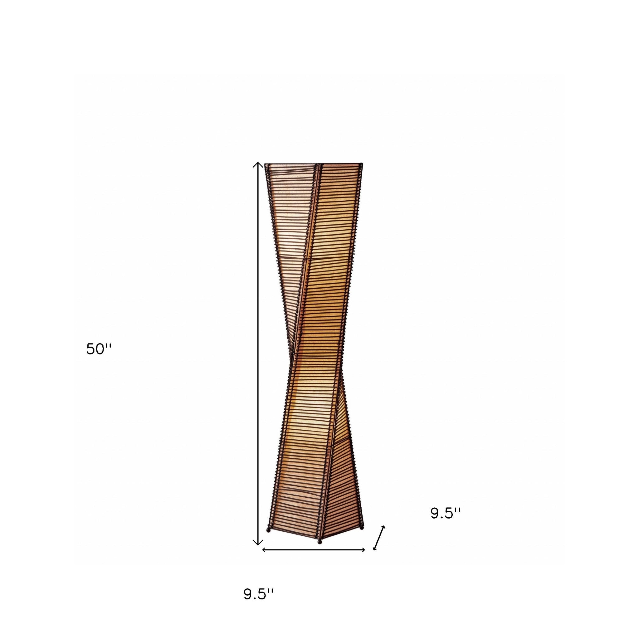 50" Black Floor Lamp With Black and Tan Twisted Cylinder Shade-8