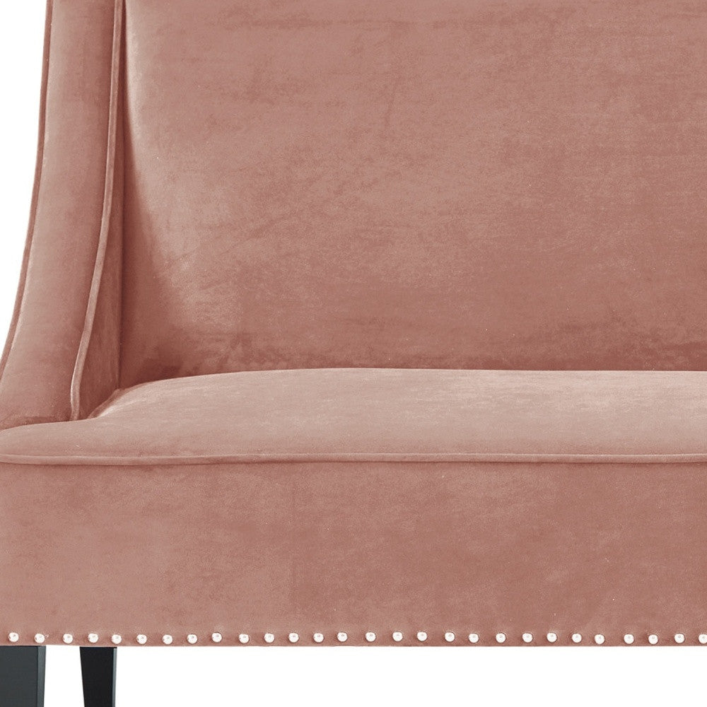 45" Blush And Brown Upholstered Velvet Bench-7