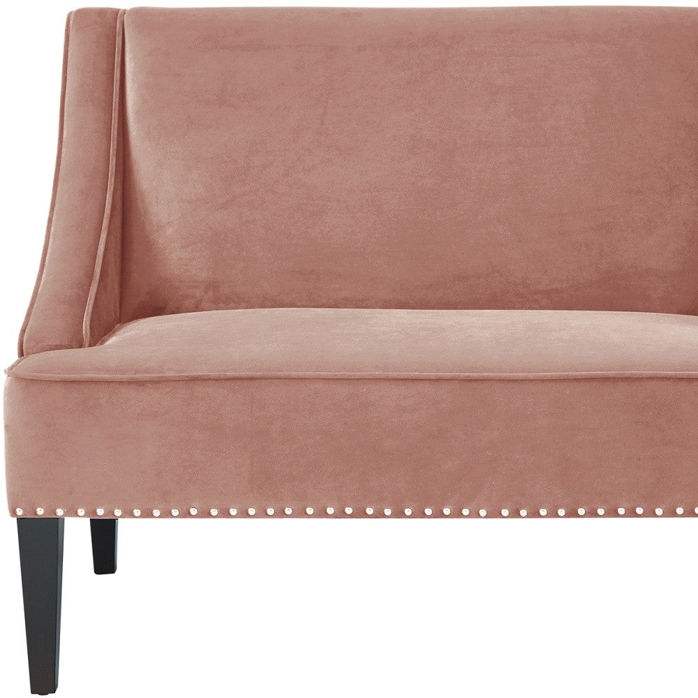 45" Blush And Brown Upholstered Velvet Bench-8