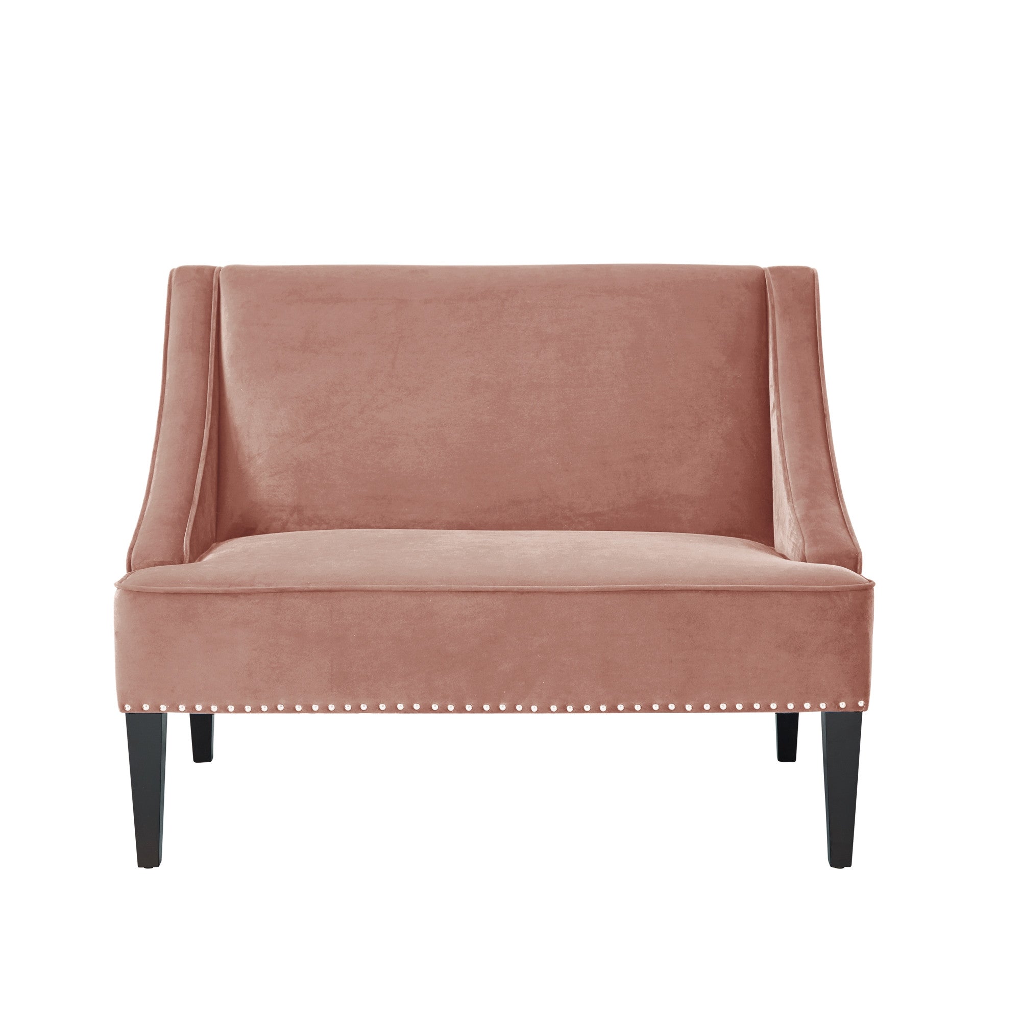 45" Blush And Brown Upholstered Velvet Bench-0