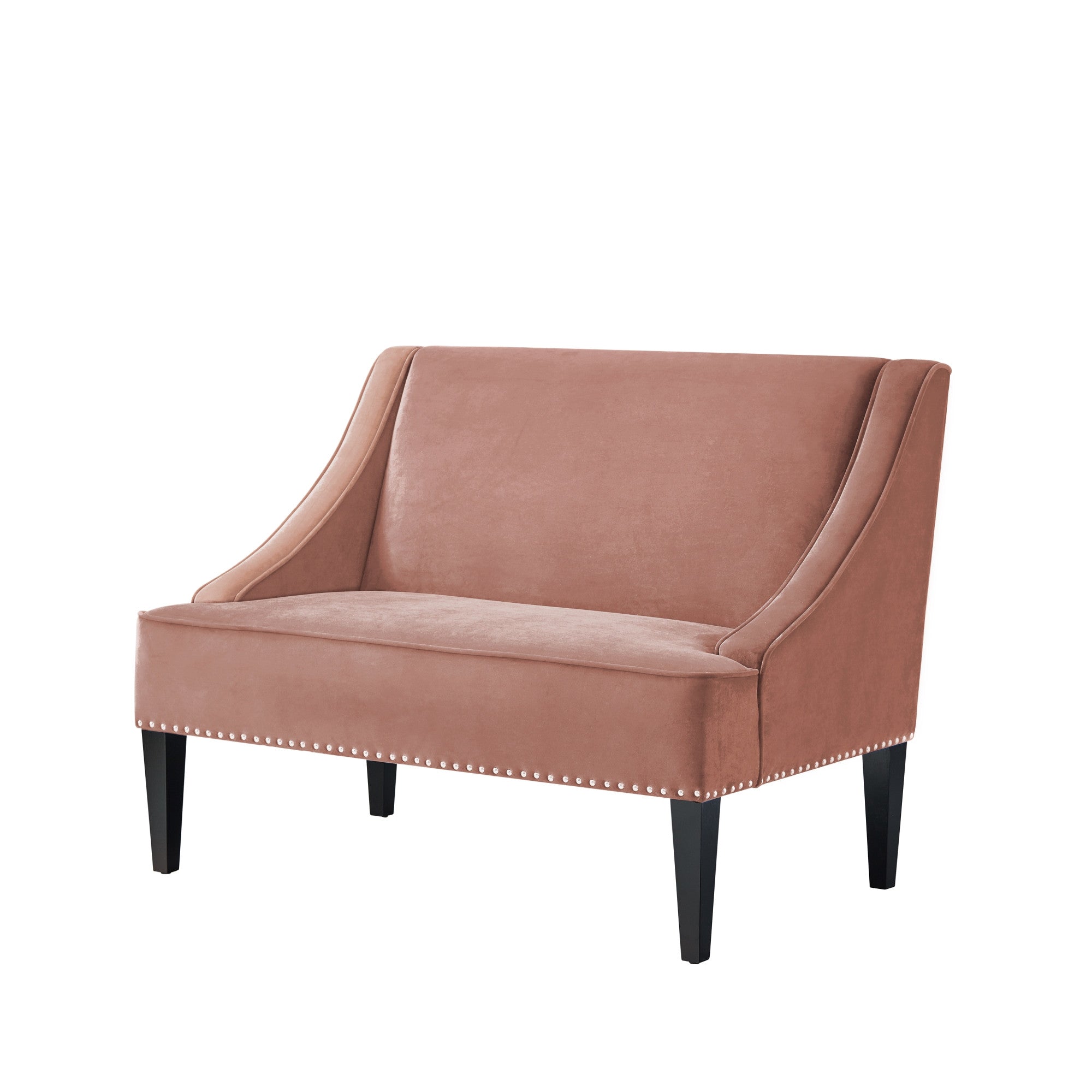 45" Blush And Brown Upholstered Velvet Bench-2