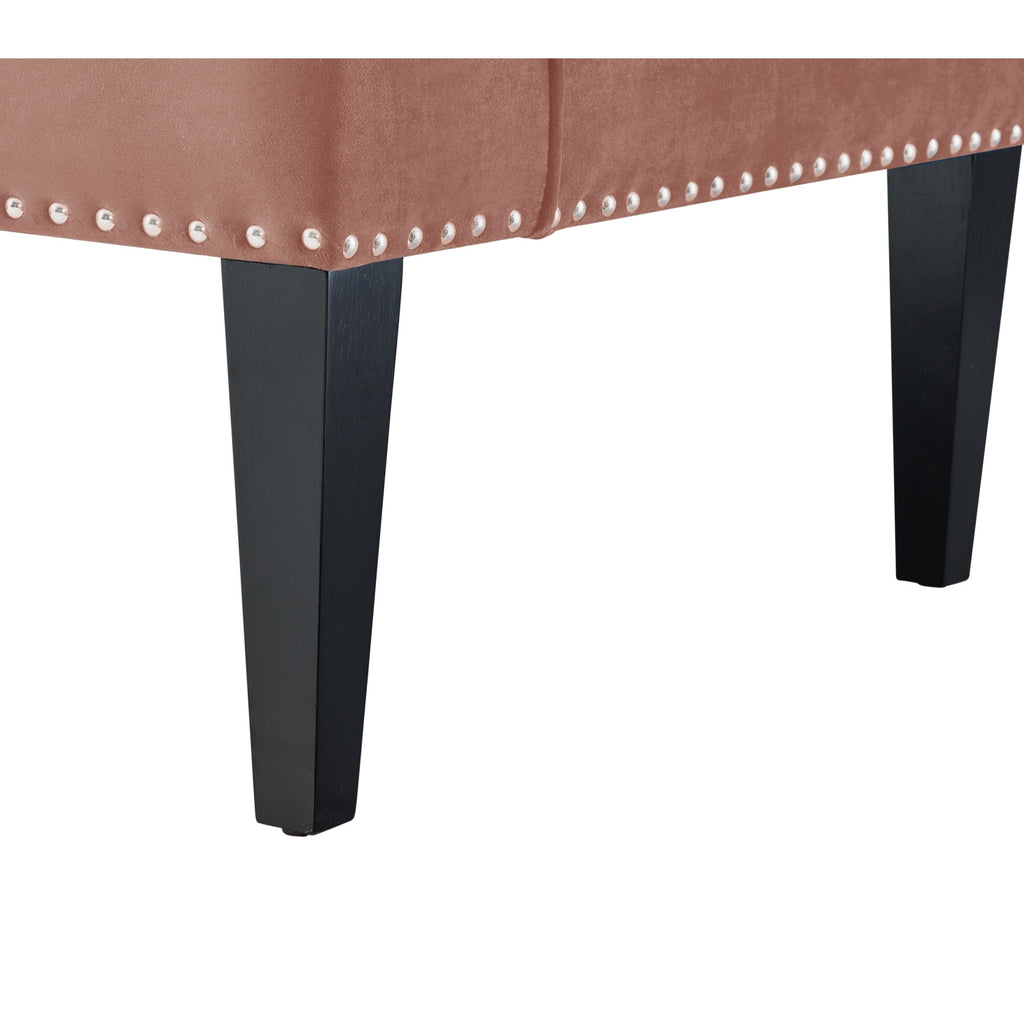 45" Blush And Brown Upholstered Velvet Bench-6