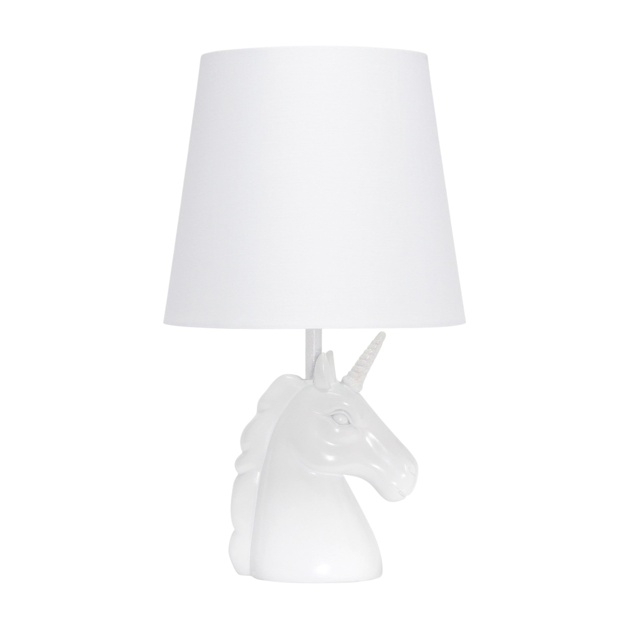 16" White Novelty Table Lamp LED With White Drum Shade-2