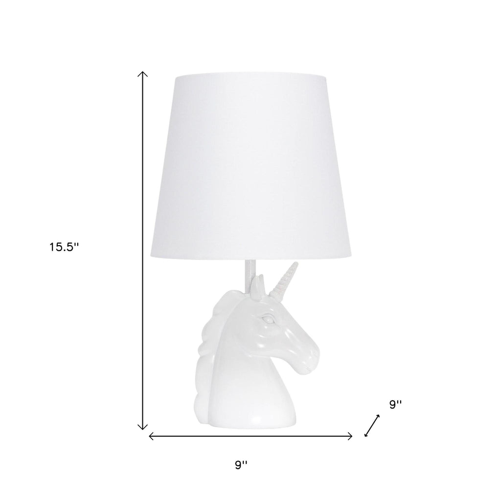 16" White Novelty Table Lamp LED With White Drum Shade-4