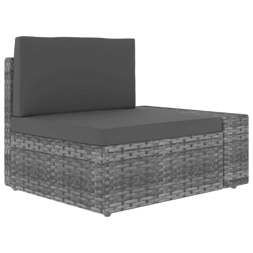 NNEVL Sectional Sofa 3-Seater Poly Rattan Grey-2