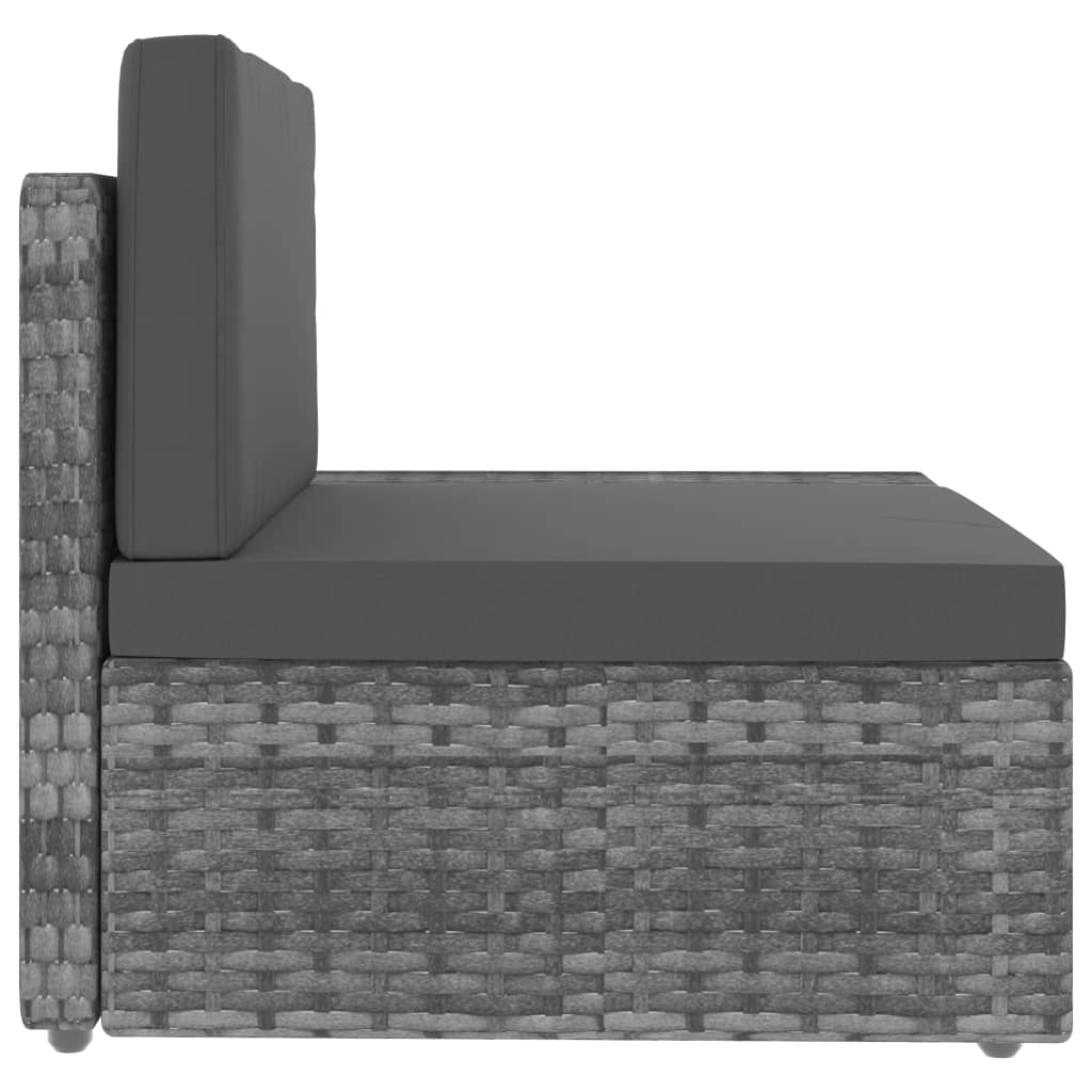 NNEVL Sectional Sofa 3-Seater Poly Rattan Grey-4