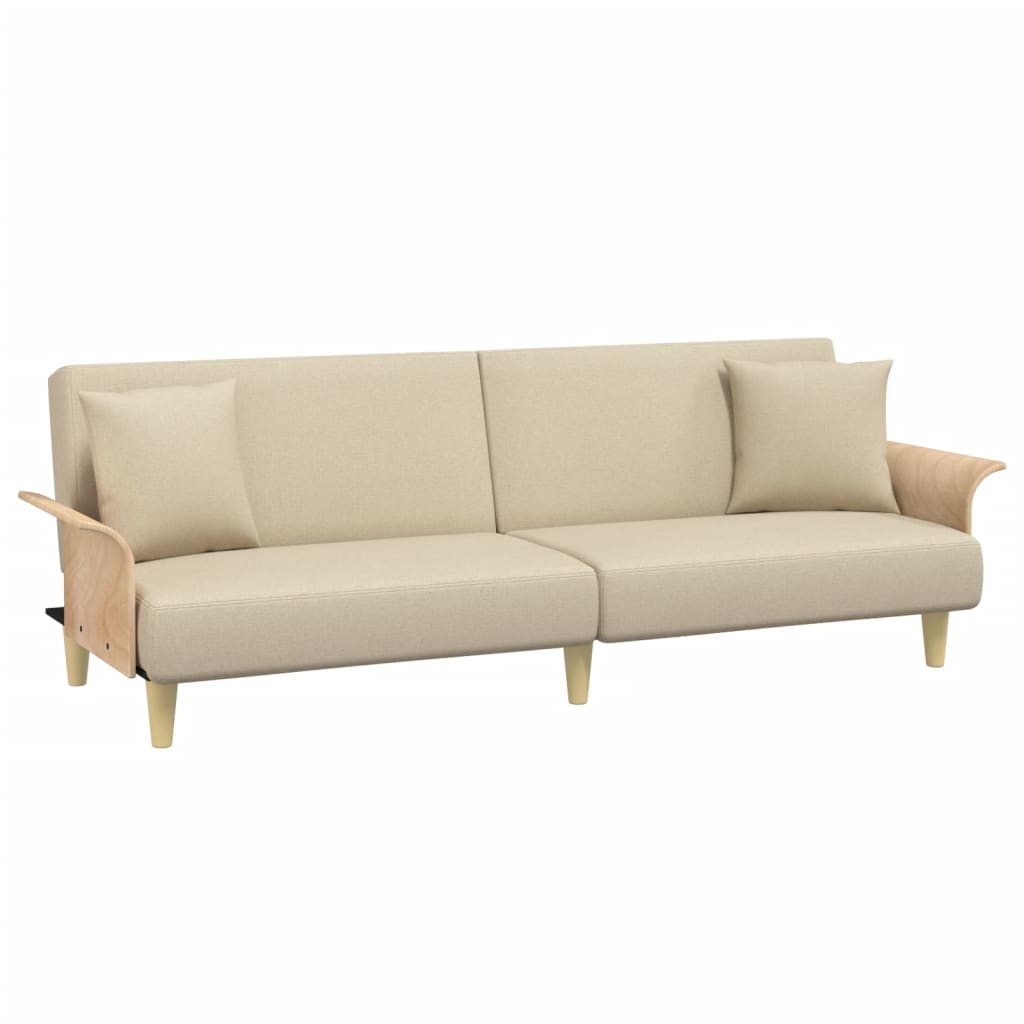 NNEVL Sofa Bed with Armrests Cream Fabric-1
