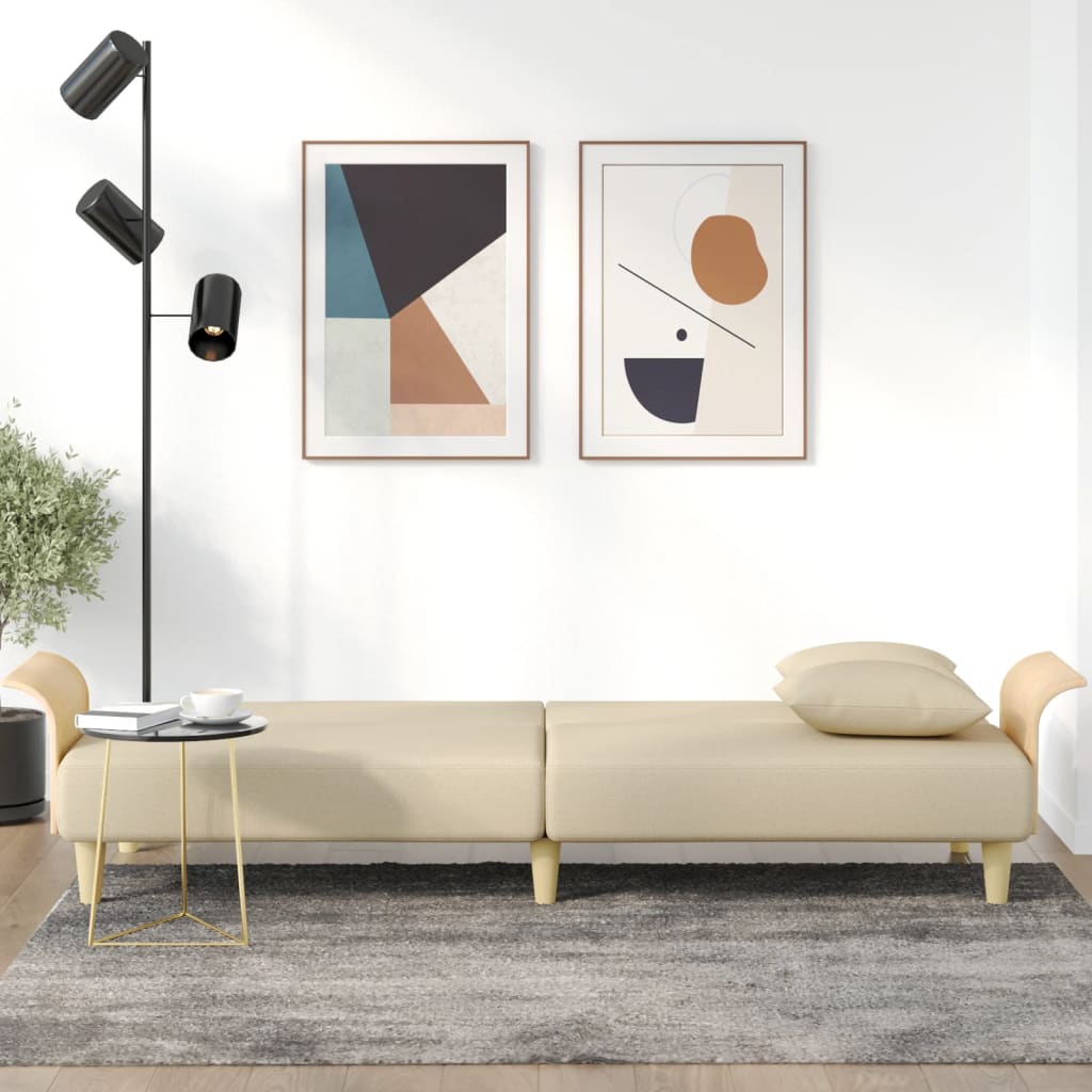 NNEVL Sofa Bed with Armrests Cream Fabric-2