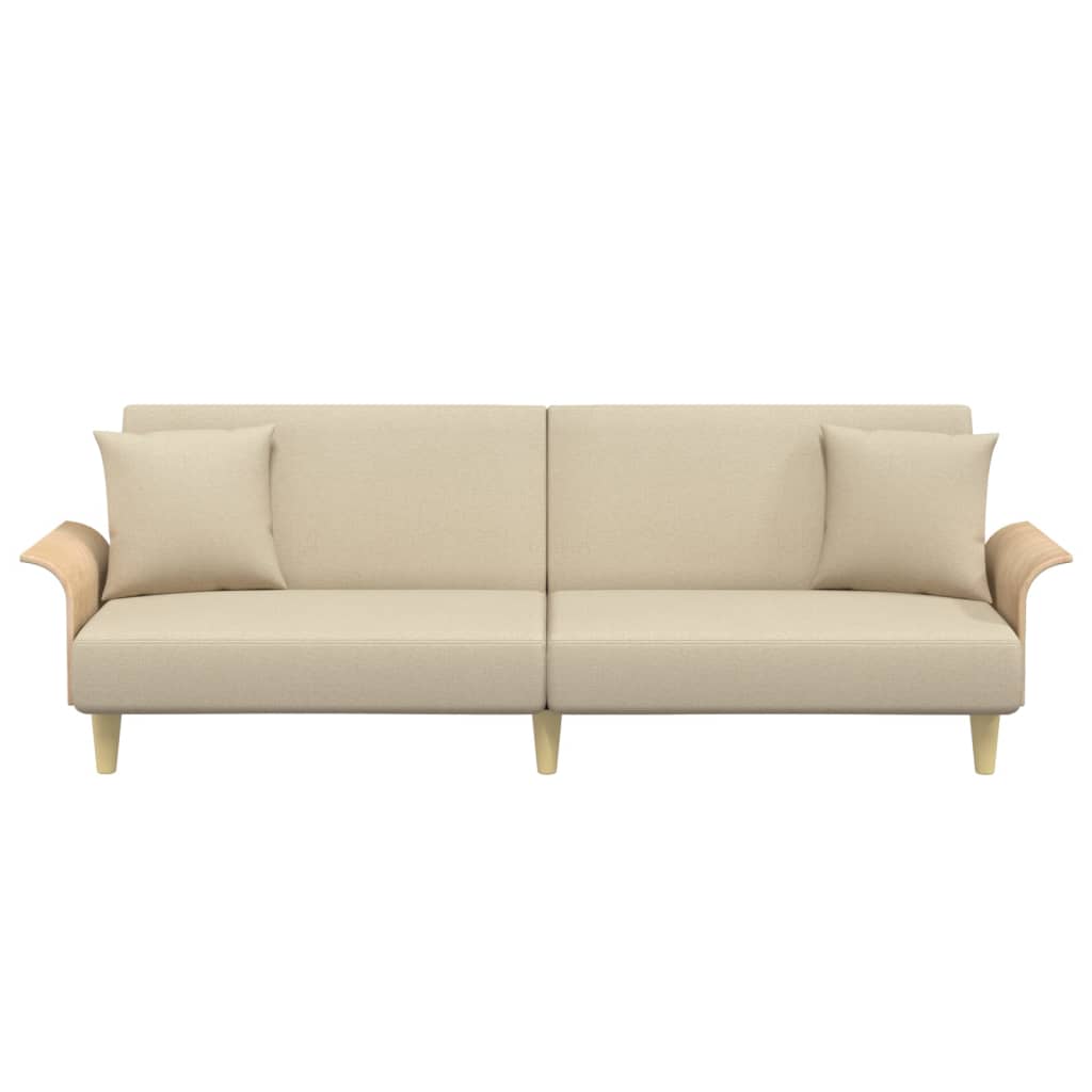 NNEVL Sofa Bed with Armrests Cream Fabric-3