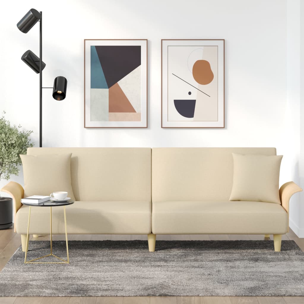 NNEVL Sofa Bed with Armrests Cream Fabric-0