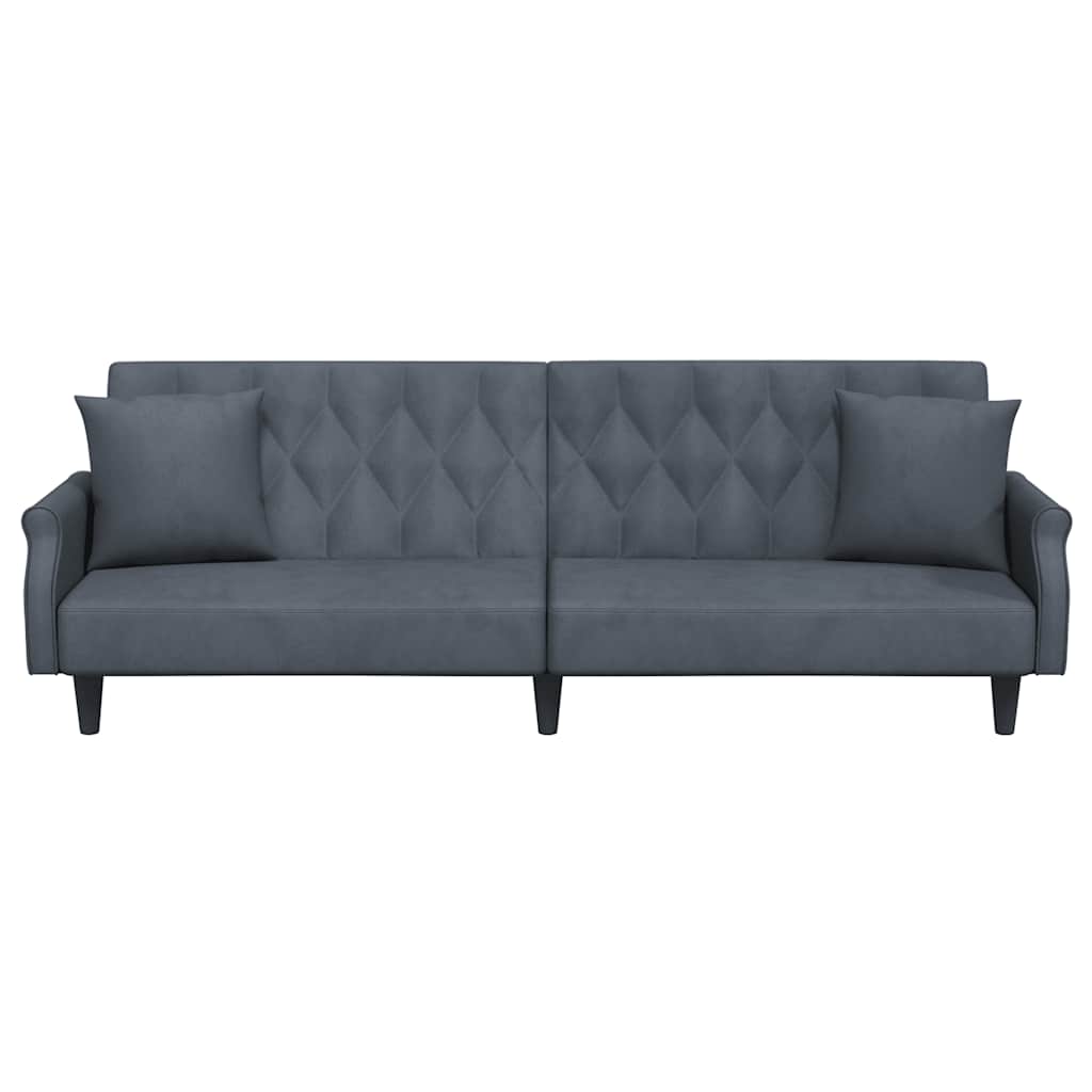 NNEVL Sofa Bed with Armrests Dark Grey Velvet-3