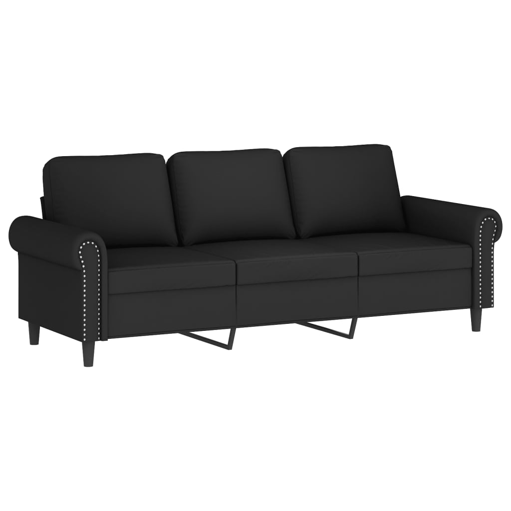NNEVL 3-Seater Sofa with Footstool Black 180 cm Velvet-3
