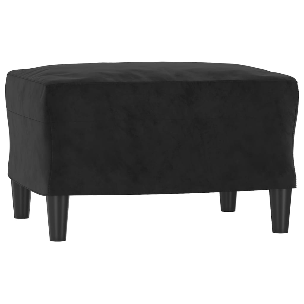 NNEVL 3-Seater Sofa with Footstool Black 180 cm Velvet-4