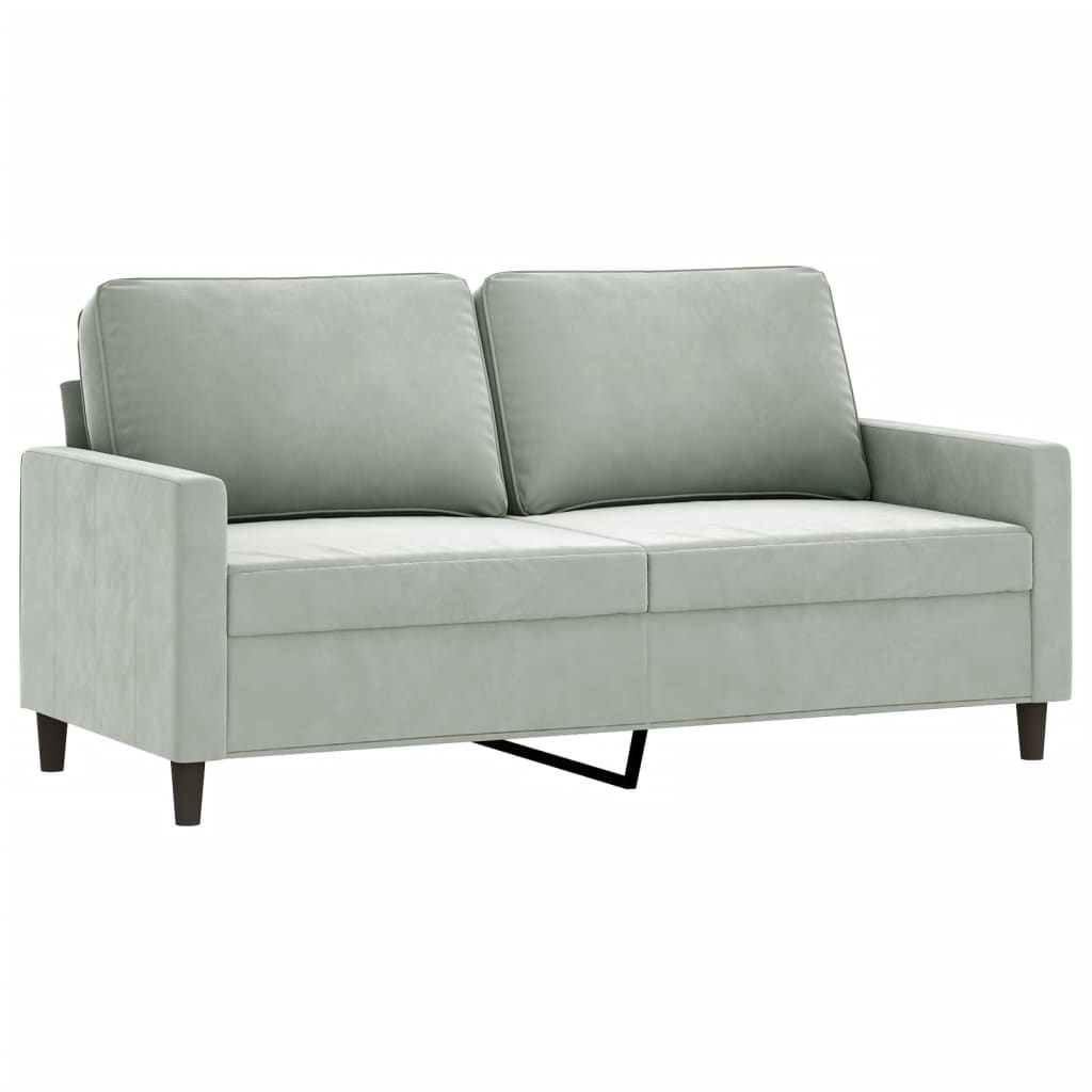 NNEVL 2 Piece Sofa Set with Cushions Light Grey Velvet-3
