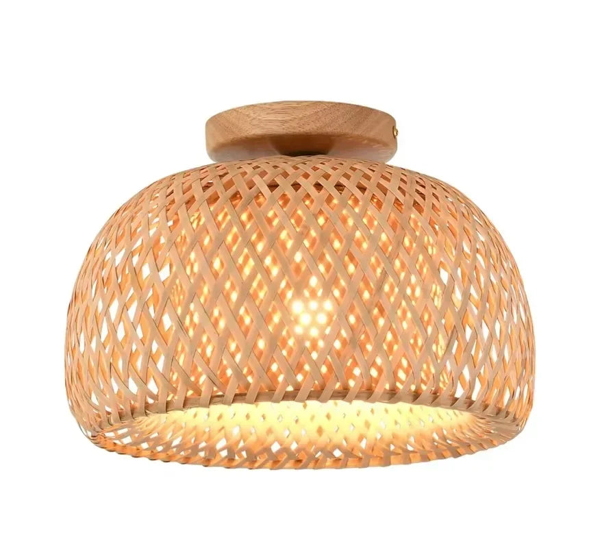 Handmade Boho Bamboo Wicker Ceiling Light Brown-0